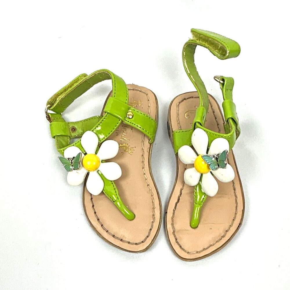 Miss Trish for Target Girls Green Floral Flower Strappy Buckle Sandals US 5